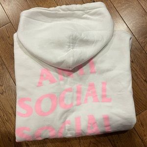 Anti Social Social Club Pink Logo hoodie White